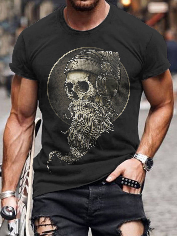 Viking Vintage Skull Beard With Headphone Men's T-Shirt