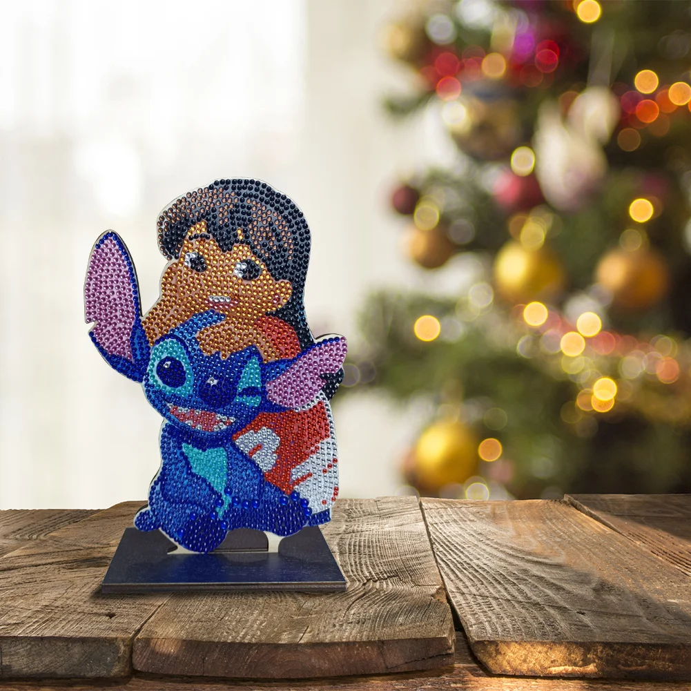 DIY Stitch Table Ornament Art Crafts Wooden Single Sided Home Decoration