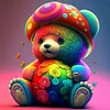 (40*40cm)DIY Round Partial AB Drill Diamond Painting - Colourful Bear
