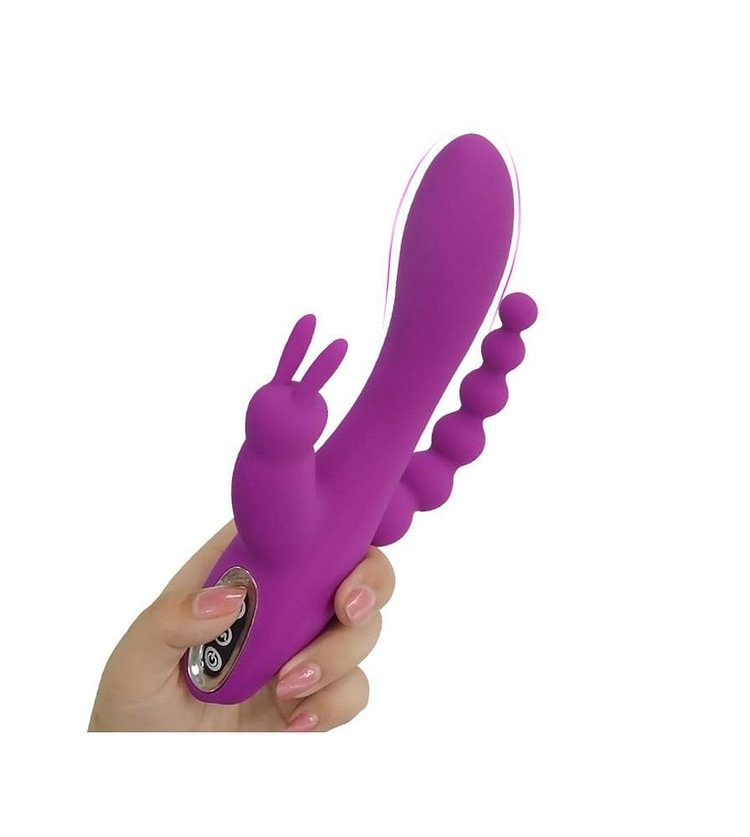 【B3G1F】3-in-1 7 Vibrating Modes Rabbit G-Spot Stimulator Anal Dildo Vibrator