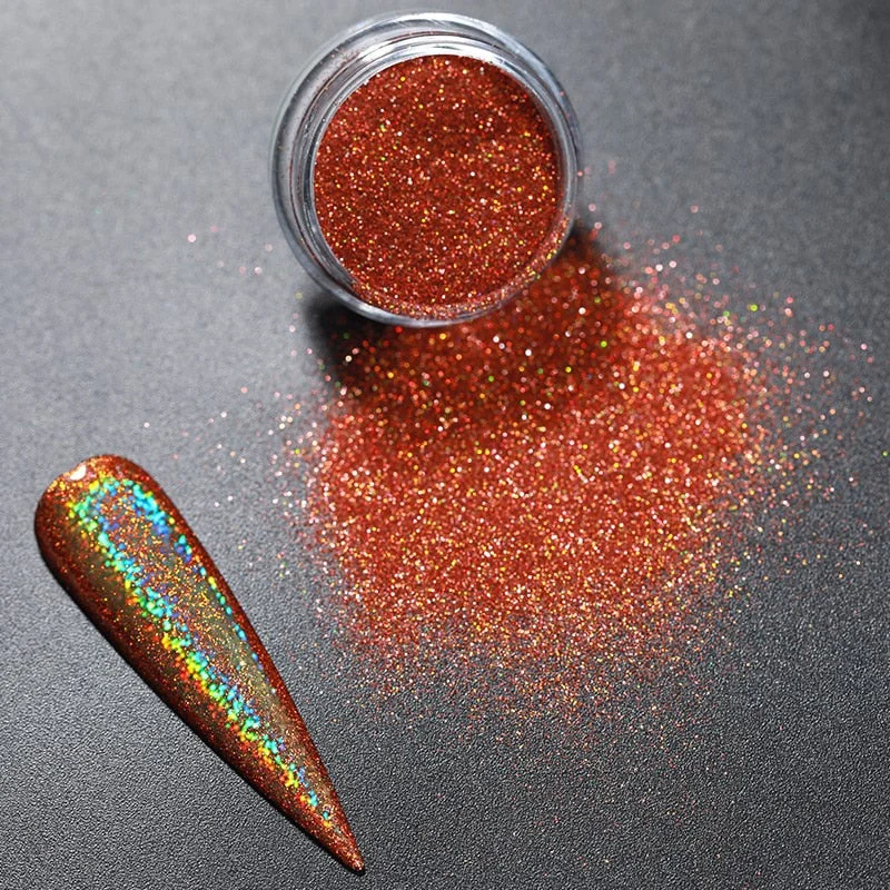 1 Box Sparkly Shinning Nail Sequins Glitter Orange iridescent Powder Flakies Paillette DIY Nail Art Decoration-Nail Inspo