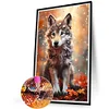 Diamond Painting-DIY Full Round Drill Wolf in Maple Leaf(40*60CM）