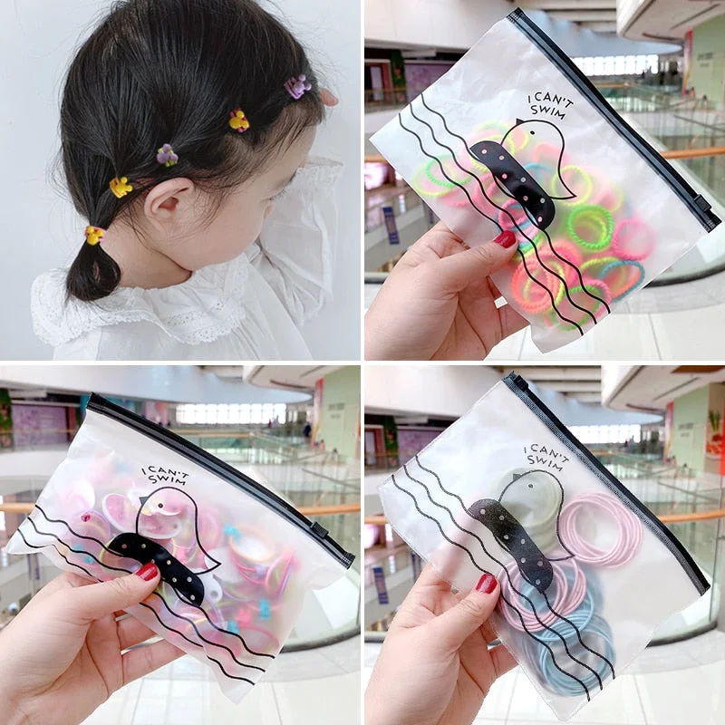 50/100/200 Pcs/Bag Children Cute Candy Random Solid Elastic Hair Bands Girls Lovely Srunchies Rubber Bands Kid Hair Accessories