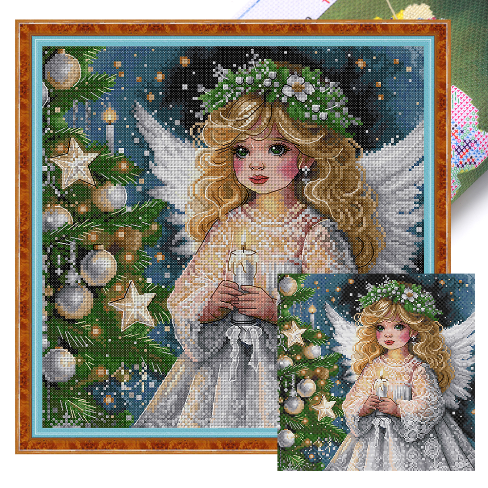 Christmas Angel Full 14CT Pre-stamped Canvas(34*34cm) Cross Stitch(backstitch)