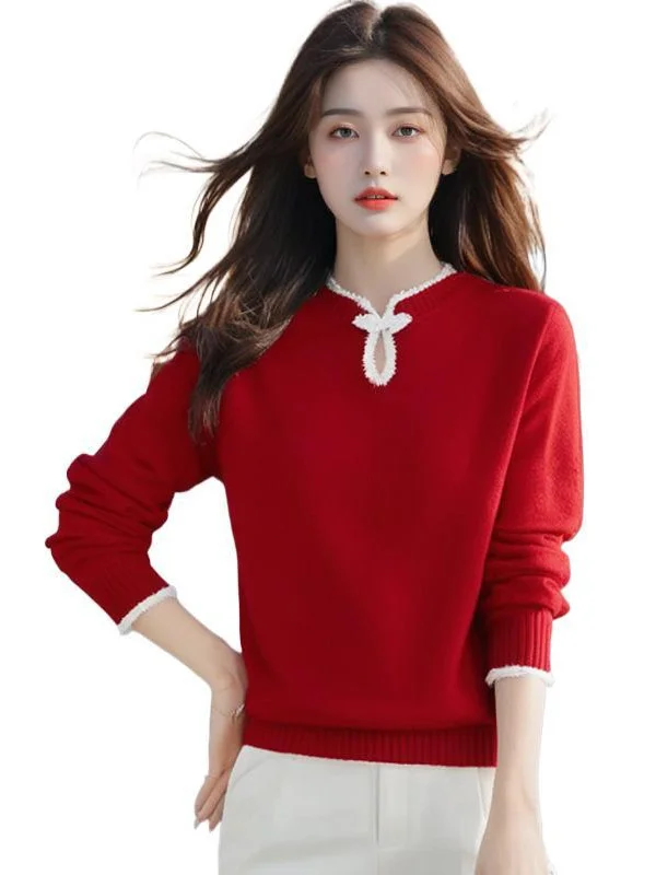 Athvotar Athvotar Women's Clothing Chinese Style Bottom Shirt Women 2025 New Autumn And Winter Dragon Year Life Year Clothes Large Red Sweater