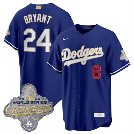 Men's Los Angeles Dodgers #24 Kobe Bryant Royal 2026 Alternate Gold Collection Stadium Jersey ASYC