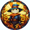 Pumpkin Scarecrow Glass Painting-Paint by Numbers Acrylic Painting 50*50CM