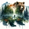 Watercolor Forest Bear-11CT Stamped Cross Stitch 50*50cm/19.69*19.69in