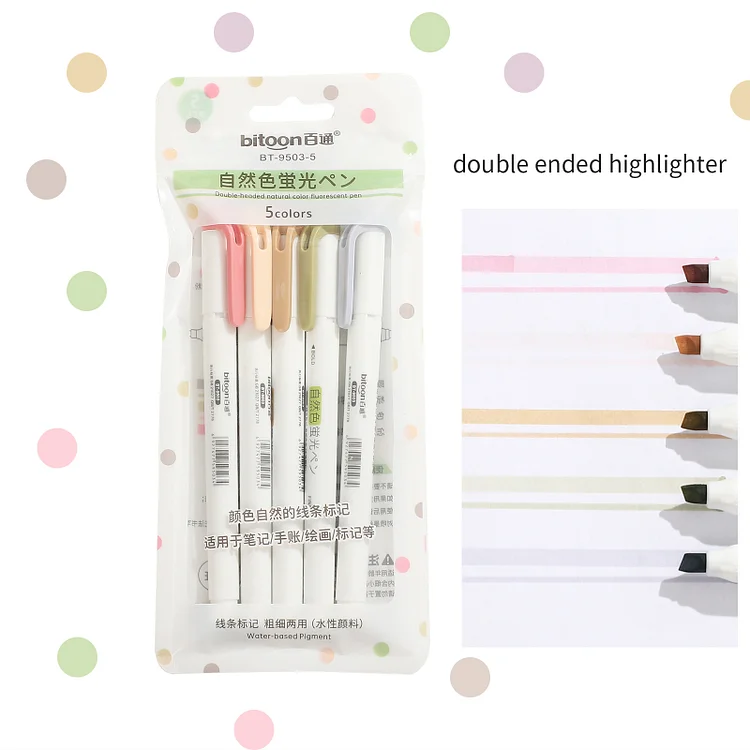 JOURNALSAY 5Pcs/set Highlighter Set Bright Colors Marker Pen Drawing Pen Stationery Student Supplies