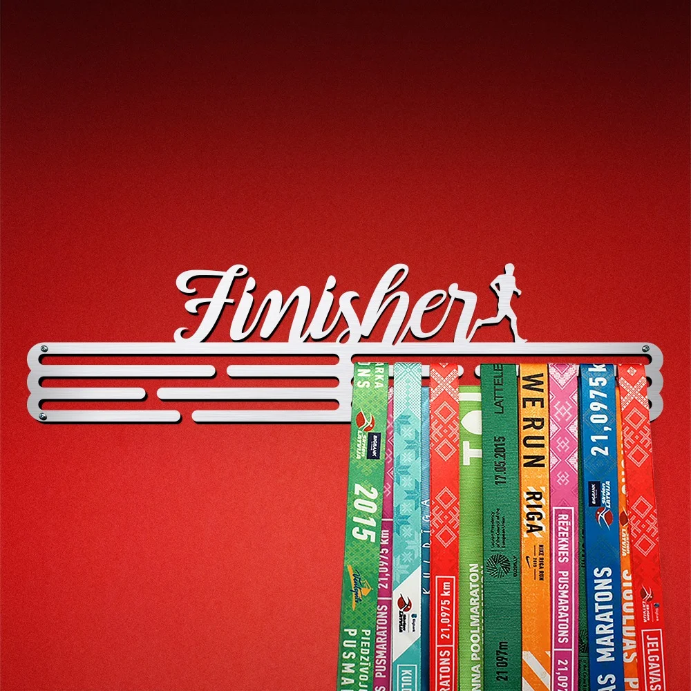 FINISHER Medal Hanger Display – Brushed Stainless Steel – Large / 430mm / 48 Medals