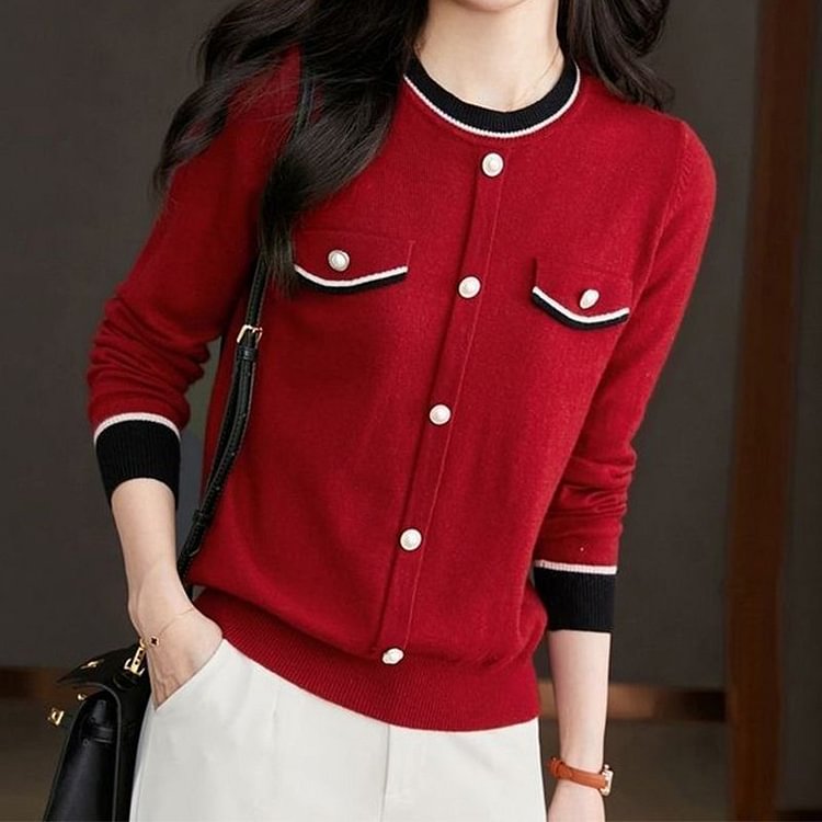 Casual Knitted Buttoned Shift Sweater QueenFunky