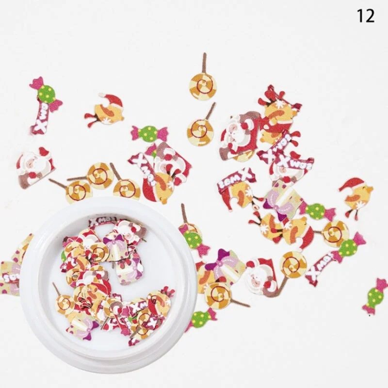Christmas 3D Nail Decoration Accessories Snowman Santa Claus Elk Candy Snowflake Nail Wood Pulp Pieces DIY Nail Art Decoration