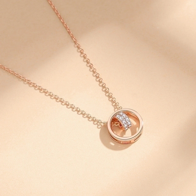 925 Sterling Silver Zircon Cable Chain Plating Inlay Geometric Pendant Necklace