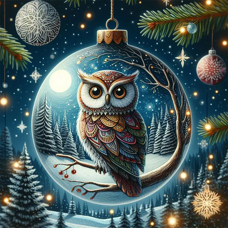 Winter Owl Egg 30*30CM (Canvas) Full Round Drill Diamond Painting gbfke