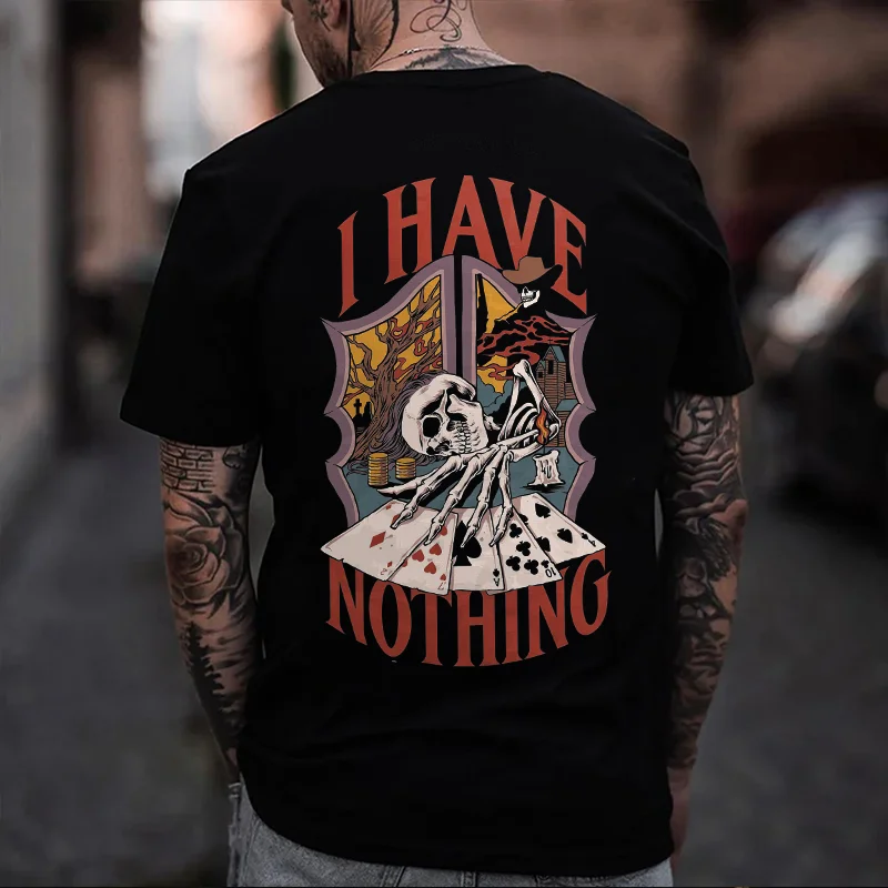 I Have Nothing Skull Printed Men's T-shirt -  