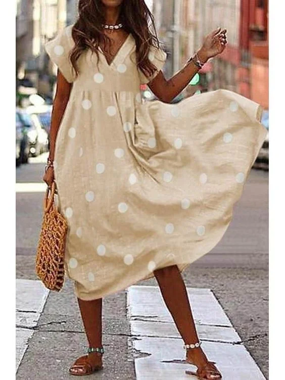 Loose dandelion print elastic waist pocket pants