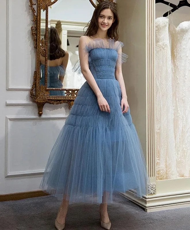 Cute Blue Tulle Short Prom Dress