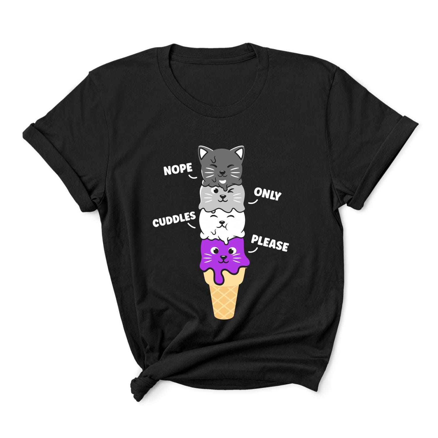 Asexual pride t-shirt kawaii cats
