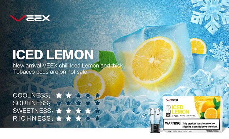 VEEX V1 best flavor vape pod transparent pod - Iced Lemon【top2】-veexshop