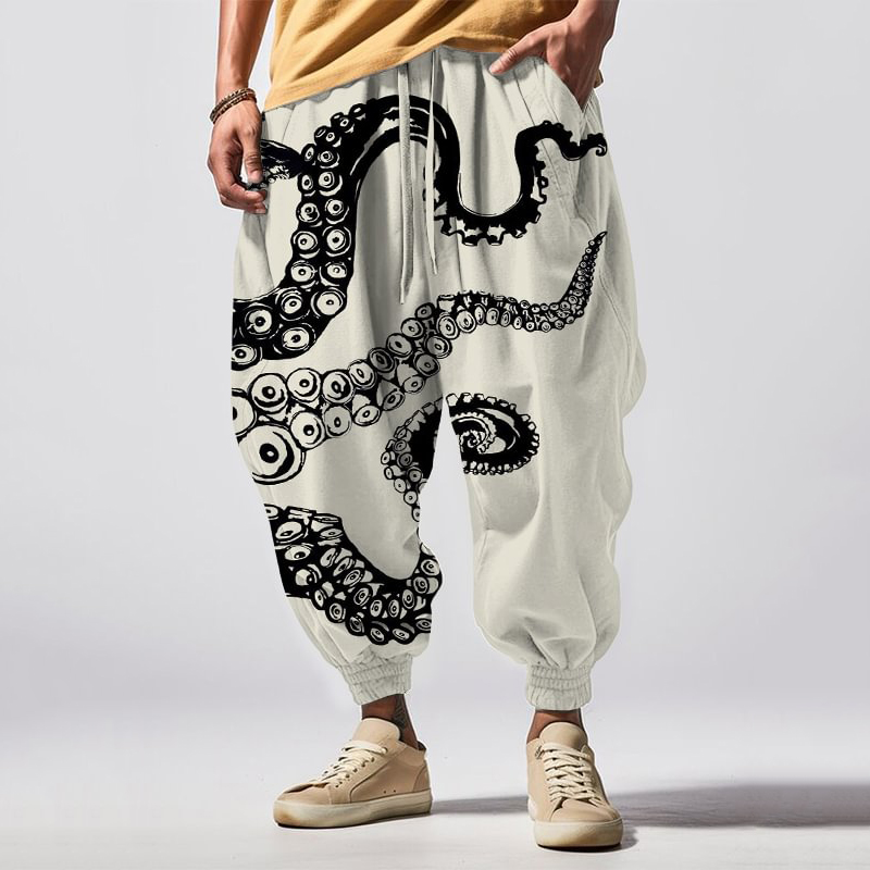 Octopus Tentacles Art Graphic Print Casual Loose Drawstring Sweatpants wearshes