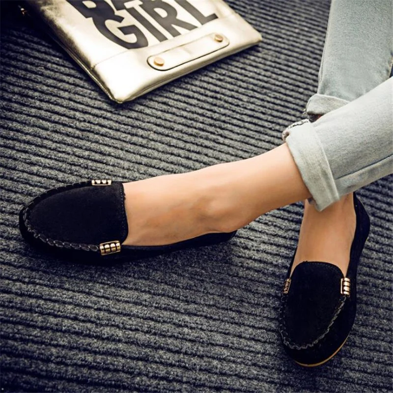 Tanguoant Women Casual Flat Shoes 2021 Spring Autumn Flat Loafer Women Shoes No Slips Soft Round Toe Denim Flats Jeans Shoes Plus Size