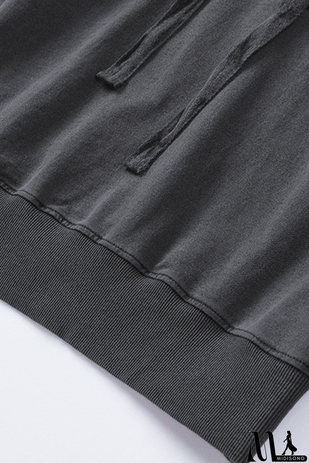 MidiSono - Zipped Front Stitching Hooded Sweatshirt