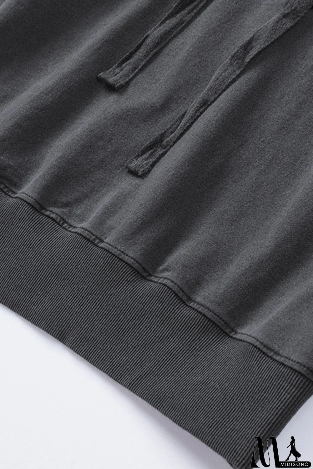 MidiSono - Zipped Front Stitching Hooded Sweatshirt