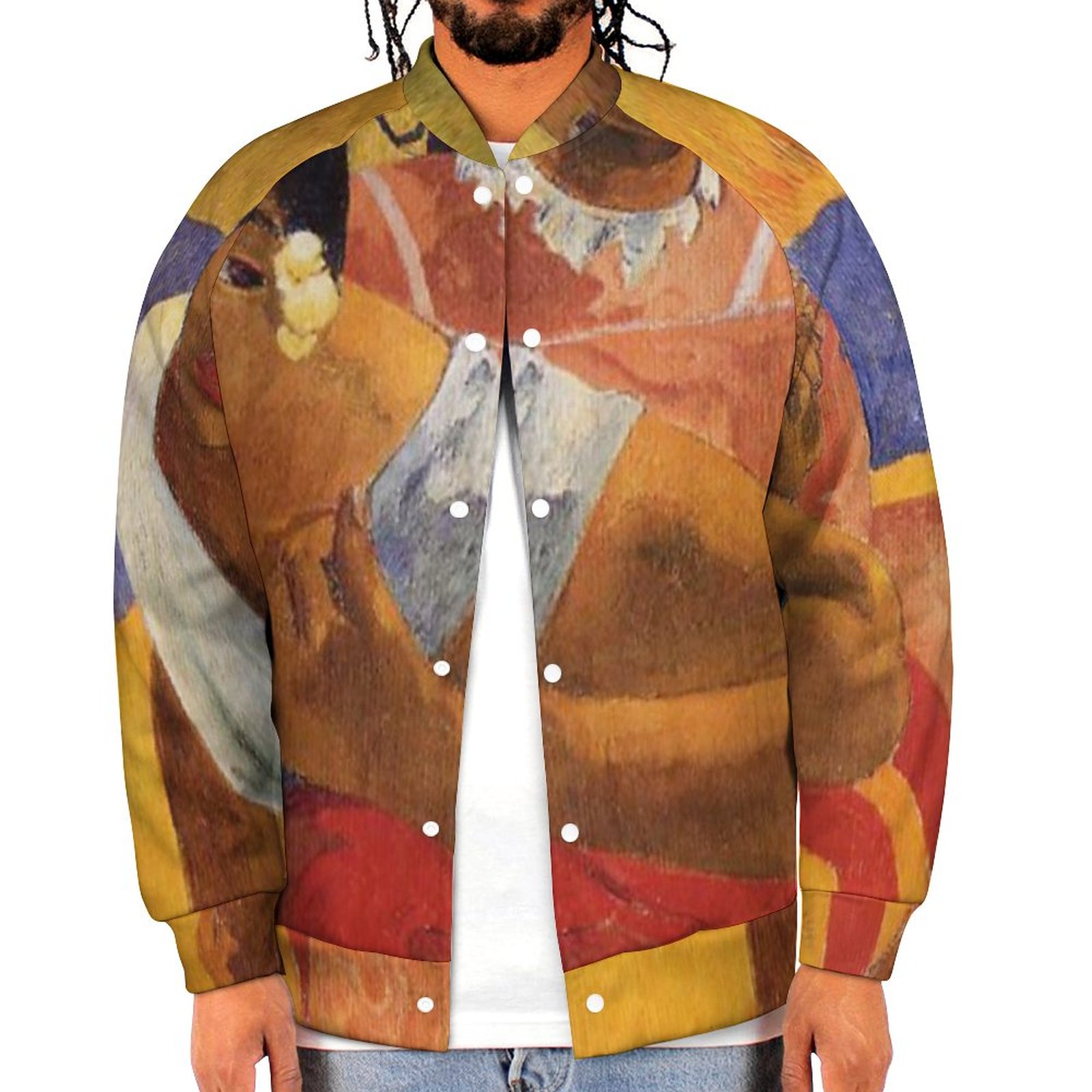 Spring and Fall Nafea Faa Ipoipo Paul Gauguin Sweatshirt Jacket Mens Casual Lightweight Button Up Bomber Jacket Outwear 2XS-6XL