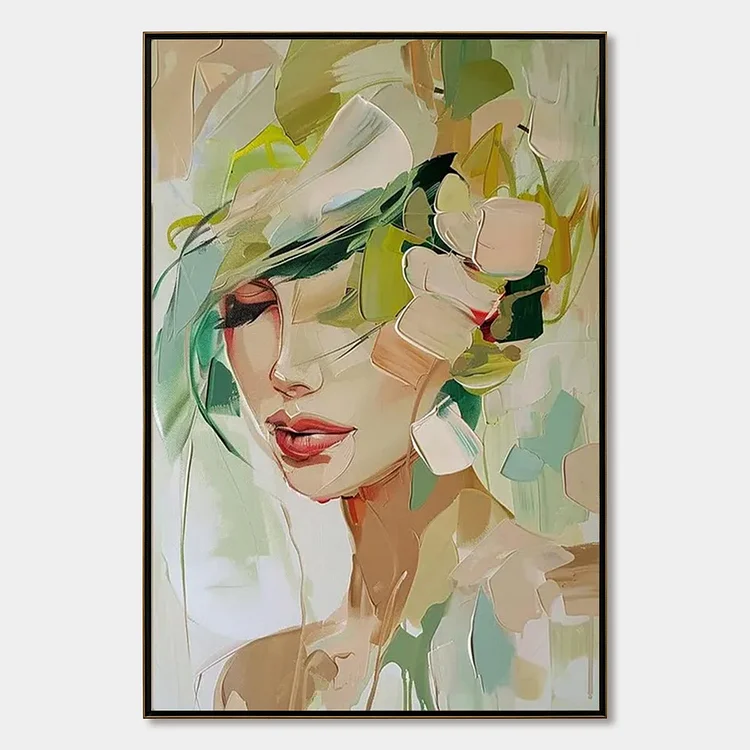 WHISPERS OF SPRING: Impressionistic Floral Portrait Oil Painting（Canvas painting）