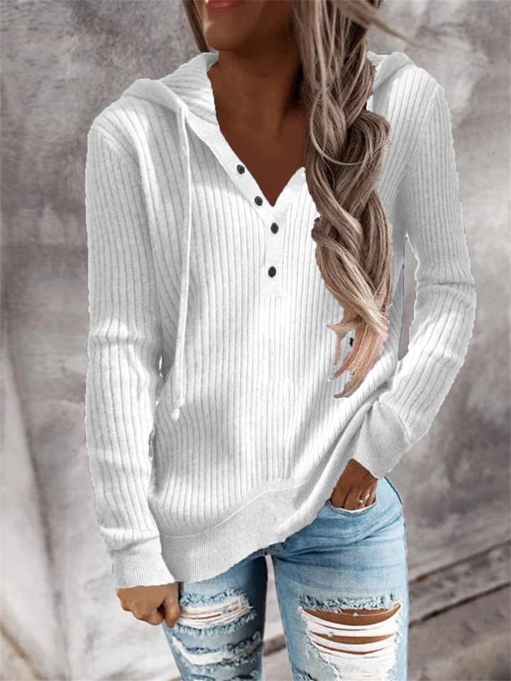 Women's Sweater Pullover Jumper Knitted Button Solid Color Stylish Basic Casual Long Sleeve Regular Fit Sweater Cardigans V Neck Fall Winter White Black Gray