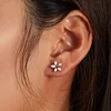 925 Sterling Silver Sakura Shaped Stud Earrings 