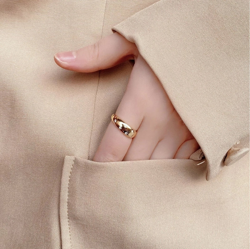 18K Gold Plated Silver Plated 925 Sterling Silver Zircon Geometric Star Adjustable Ring Open Rings Rings