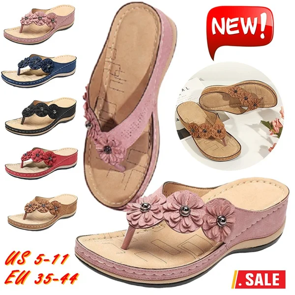 New Summer Ladies Fashion High Heel Lightweight Platform Flip Flops Shoes Open Toe Sandals Lady Comfortable Beach Shoes Slipper