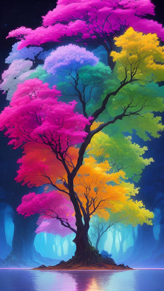 Colorful Tree - Full Round  40*70CM （AB Drill, Round）