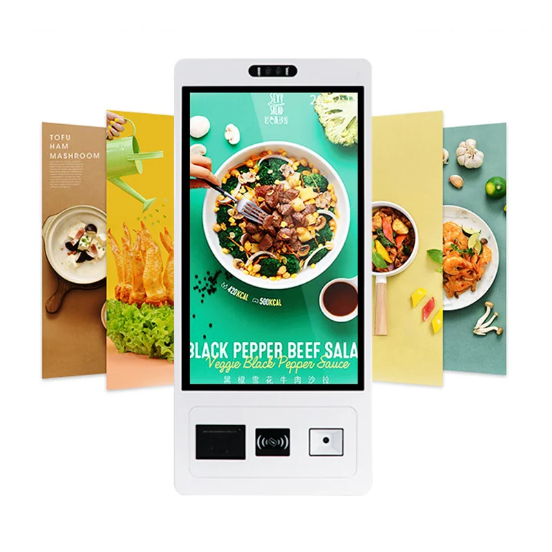 15.6'' 21.5" 23.8'' 27'' 32" RFID Capacitive Touch Screen Printer Scanner Kiosk RFID Self Service Ordering Payment Floor Standing Checkout