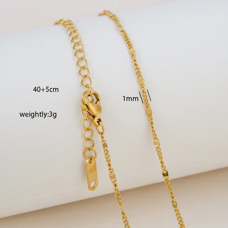 Basic Minimalist Solid Color 304 Stainless Steel 18K Gold Plated Necklace
