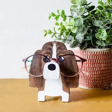 Basset Hound Wooden Glasses Stand