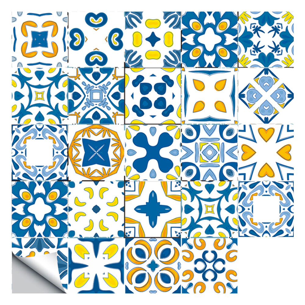 

20pcs Retro Self-adhesive Decal PVC Waterproof Tile Stickers Home Decor, 15x15cm, 501 Original