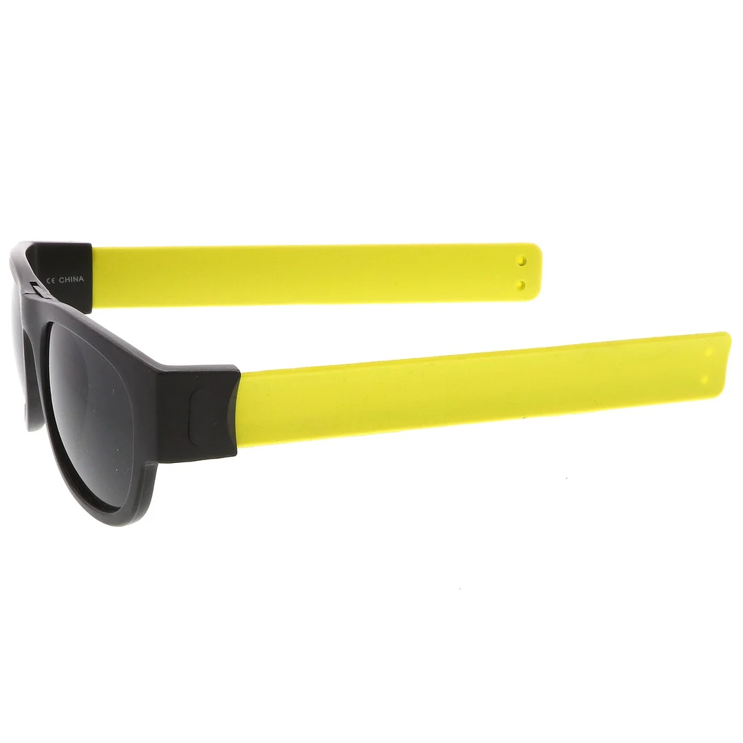 Portable Rubber Snap Arms Square Lens Foldable Horn Rimmed glasses 53mm