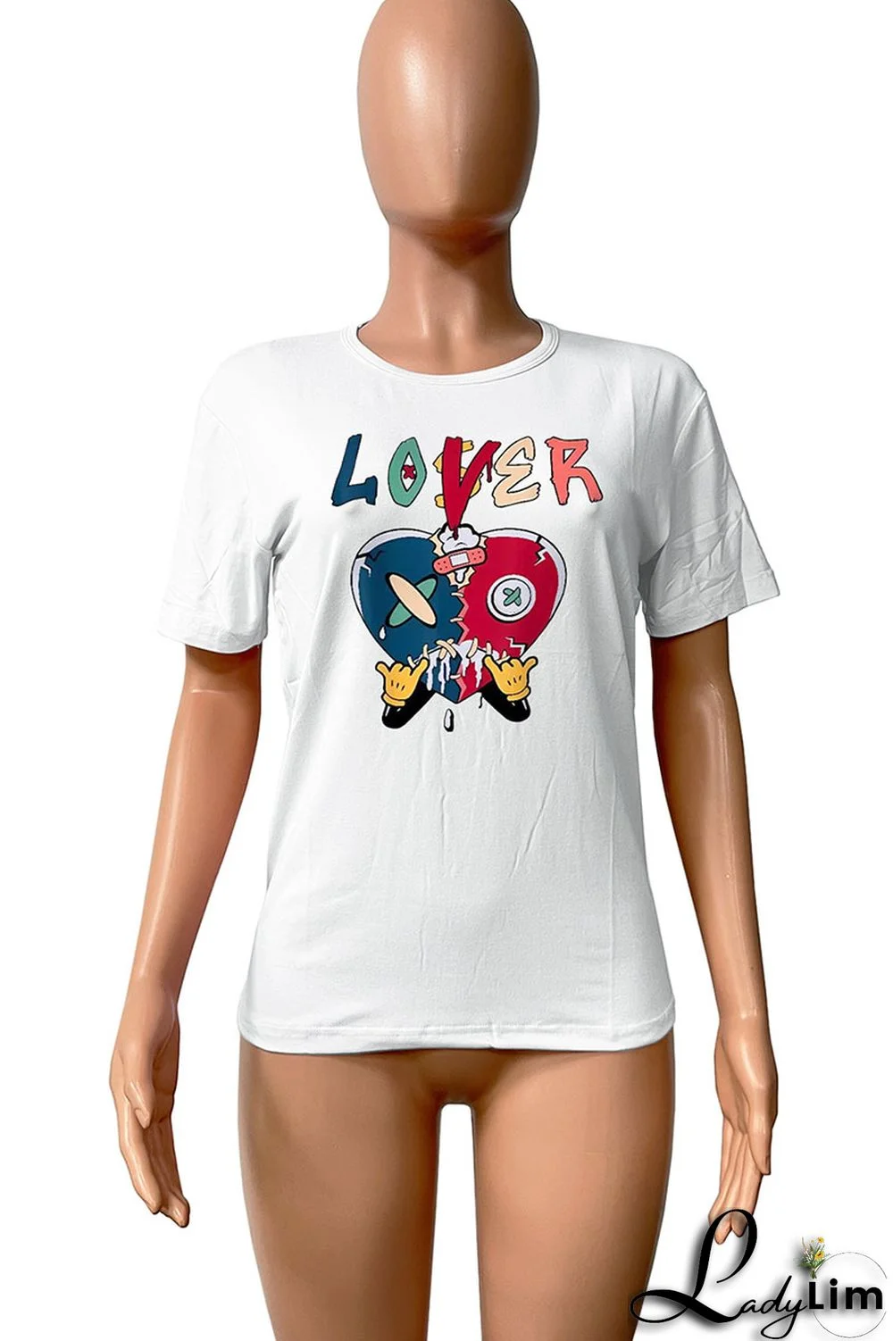 Red Casual Street Print Patchwork O Neck T-Shirts