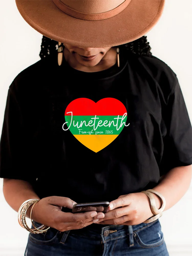 Juneteenth Free Letter Print T Shirt