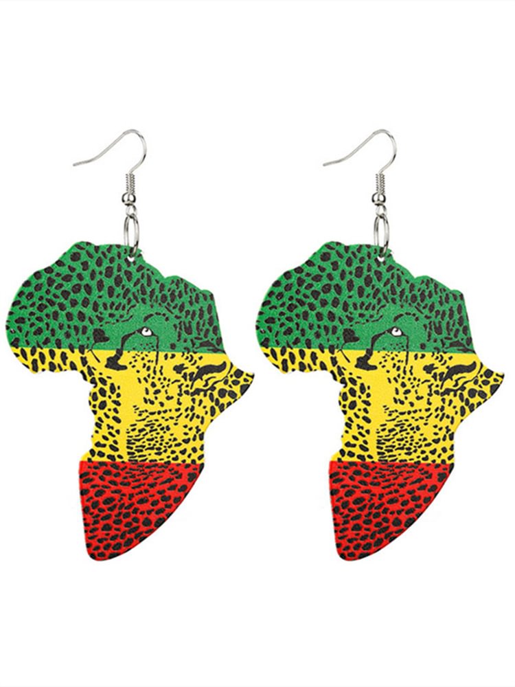 African Color Charmed Wooden Earrings