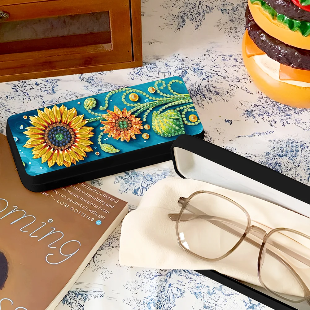 Sunflower Diamond Painting Eyeglasses Case Diamond Art Sunglasses Case