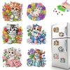 6PCS-Fleur animal-diamant peinture aimant r&eacute;frig&eacute;rateur