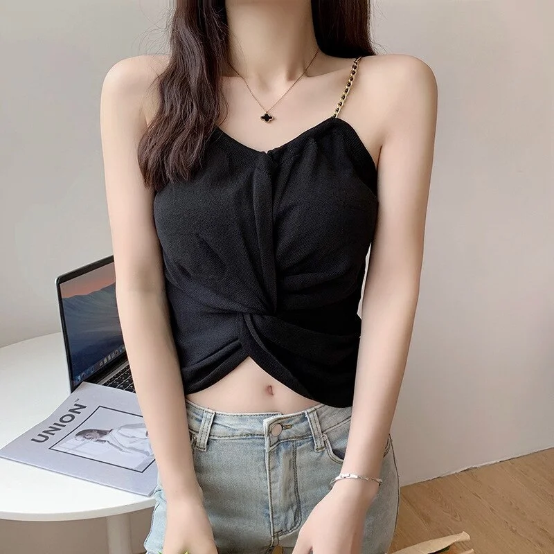 Billionm Sling Crop Top Women Sexy Sleeveless Slim Fit Knitted Suspenders Clothing Streetwear Tank Top 2022 New