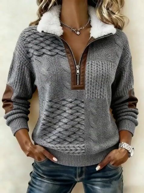 Women'S Casual Loose Color-Blocked Print Sweatshirt 