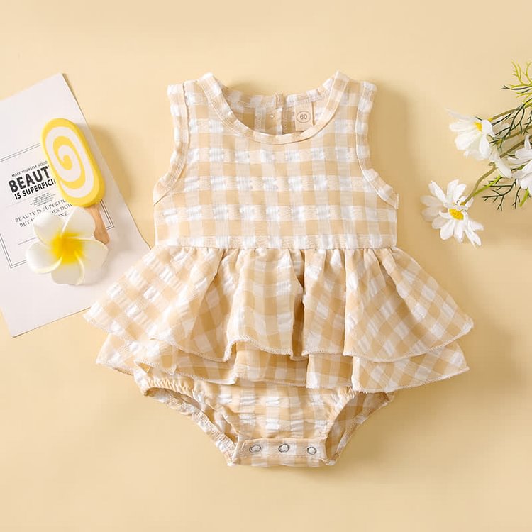 Baby Plaid Pleated Skirted Bodysuit