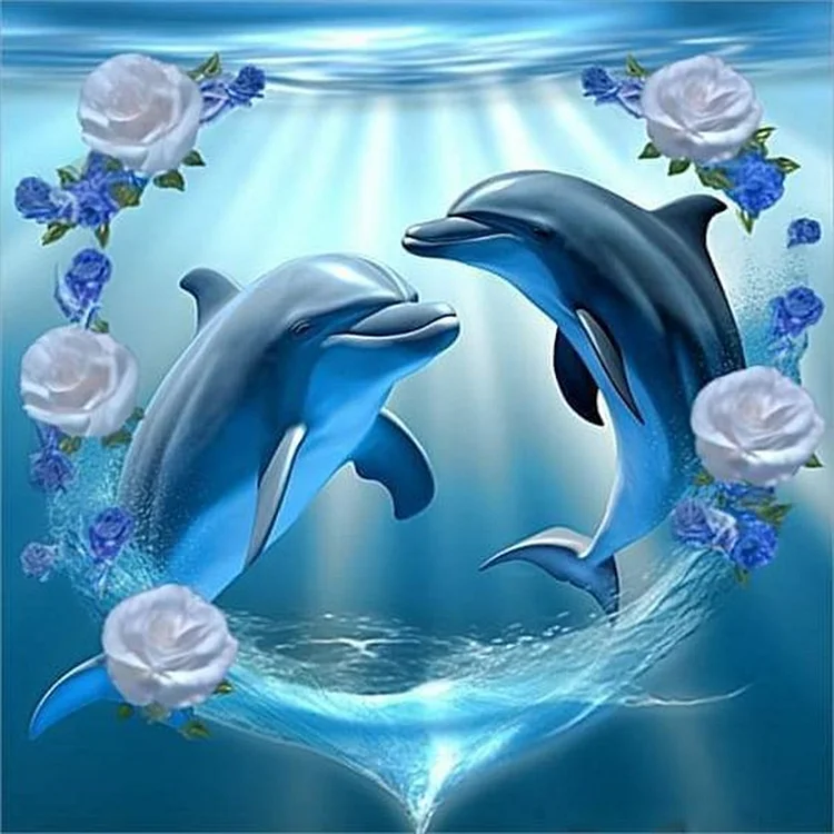 Dolphin 30*30CM (Canvas) Full Round Drill Diamond Painting gbfke