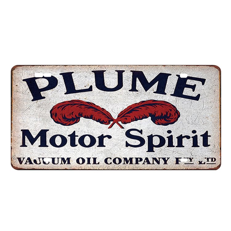 Plume motor spirit plaque d’immatriculation vintage plaque d’étain en métal pour bar pub