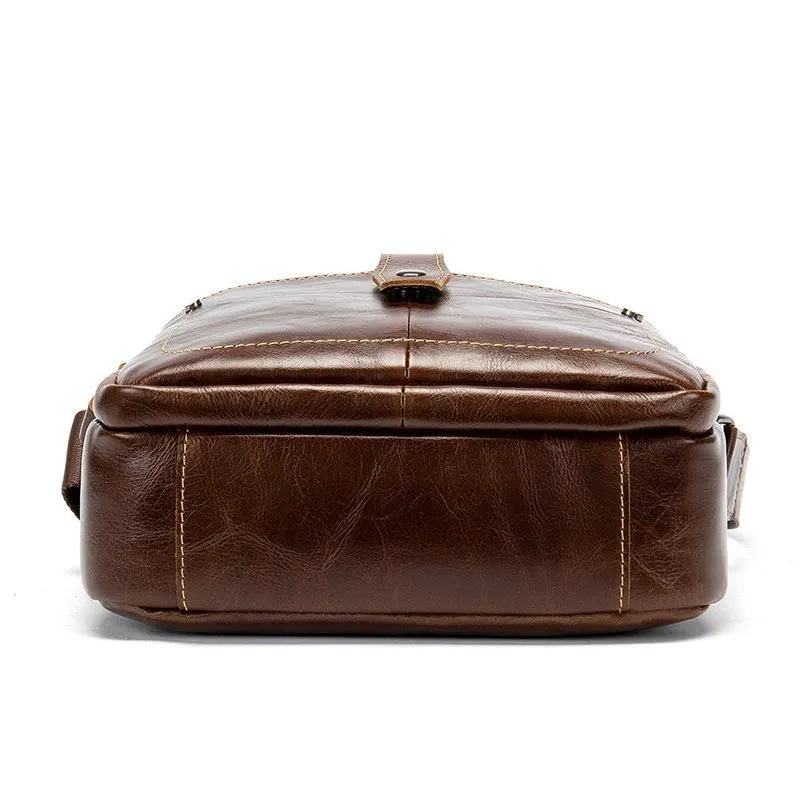 Classic Leather Crossbody Bag Outdoor Casual Shoulder Bag Handbag For Men